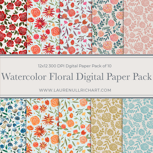 Watercolor Floral Digital Paper Pack