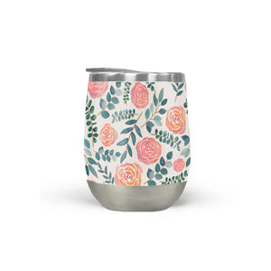 Watercolor Floral Pattern Stemless Wine Tumbler
