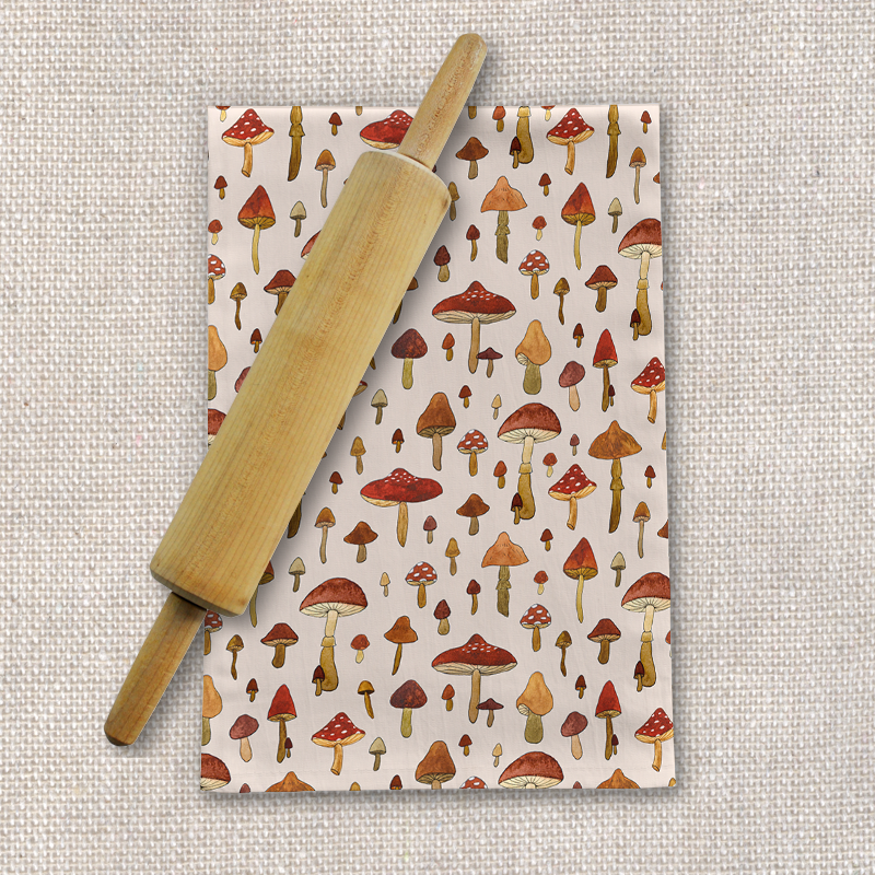 Watercolor Mushroom Tea Towel