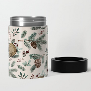 Winter Branches, Berries & Pine Cones Can Cooler