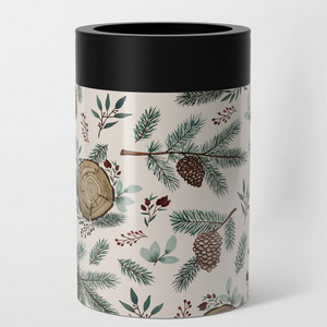 Winter Branches, Berries & Pine Cones Can Cooler