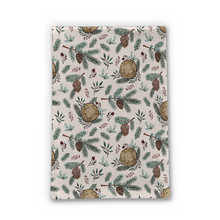 Load image into Gallery viewer, Winter Branches, Berries and Pine Cones Tea Towel