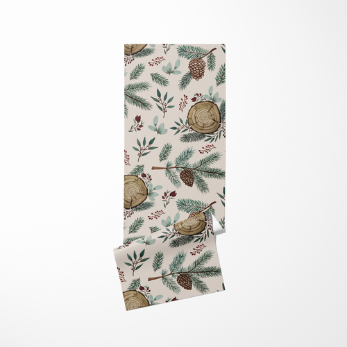 Winter Branches, Berries and Pine Cones Yoga Mat