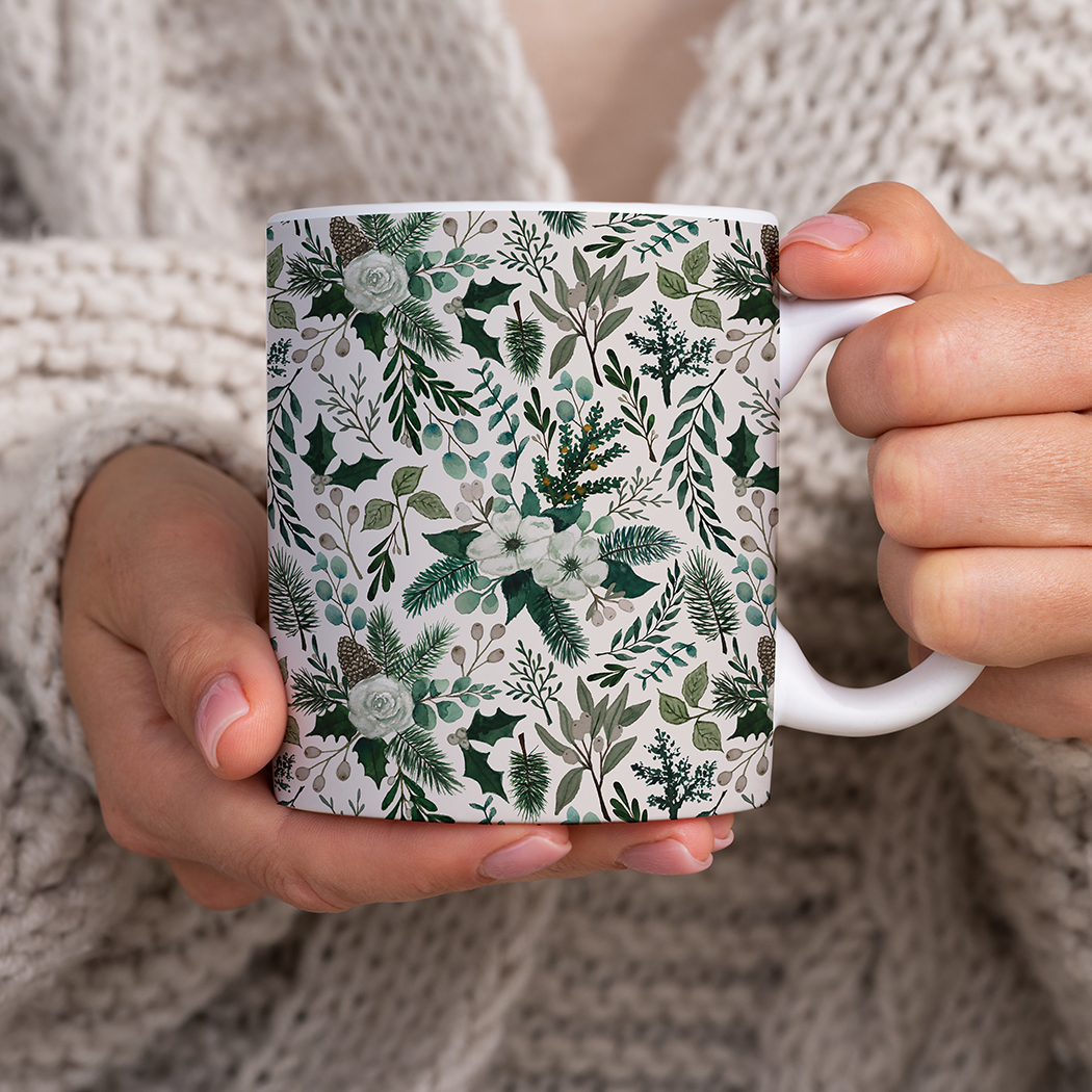 Winter Floral Pattern - Mug