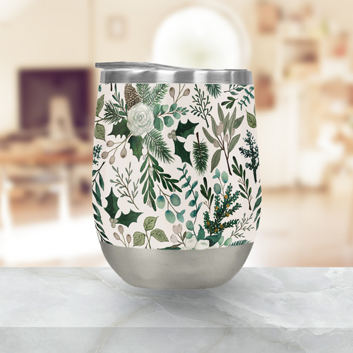 Winter Floral Stemless Wine Tumbler