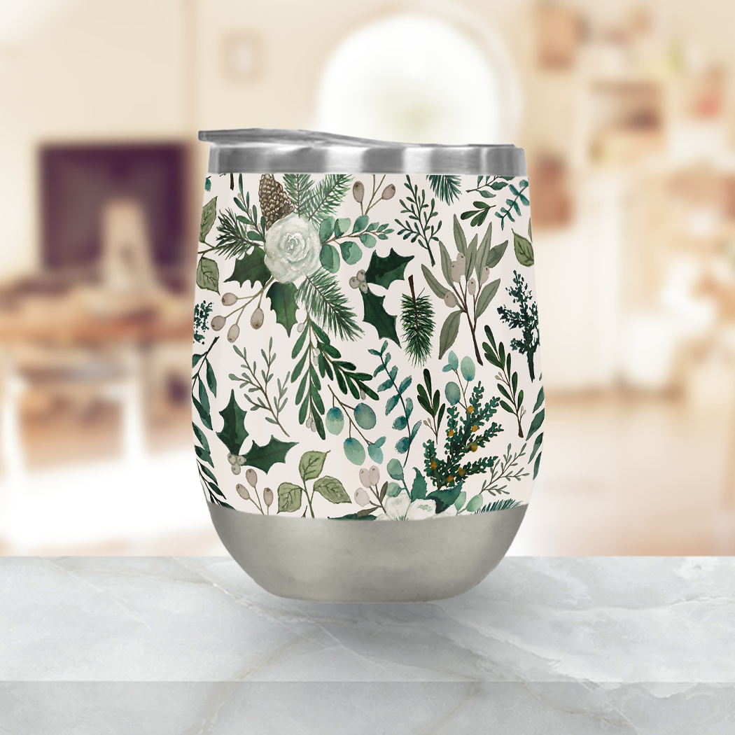Winter Floral Stemless Wine Tumbler [Wholesale]