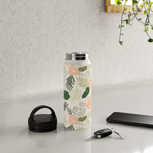 Load image into Gallery viewer, Yellow and Green Tropical Floral Handle Lid Water Bottle