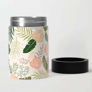 Yellow and Green Tropical Floral Can Cooler