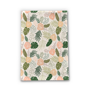 Yellow and Green Tropical Floral Tea Towel