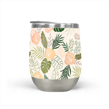 Load image into Gallery viewer, Yellow and Green Tropical Floral Stemless Wine Tumbler [Wholesale]