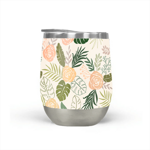 Yellow and Green Tropical Floral Stemless Wine Tumbler [Wholesale]