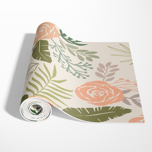 Yellow and Green Tropical Floral Yoga Mat