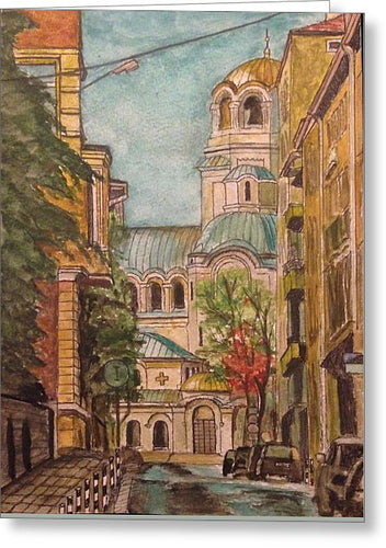 Alexander Nevsky Cathedral From Alley - Greeting Card