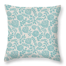 Load image into Gallery viewer, Baby Blue Floral Pattern - Throw Pillow