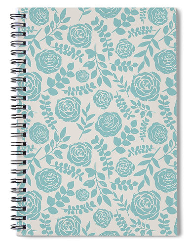 Baby Blue Floral Pattern - Spiral Notebook
