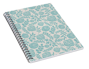 Baby Blue Floral Pattern - Spiral Notebook