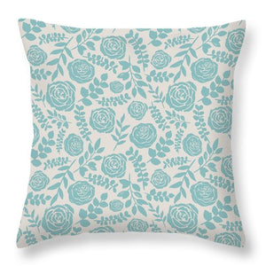 Baby Blue Floral Pattern - Throw Pillow