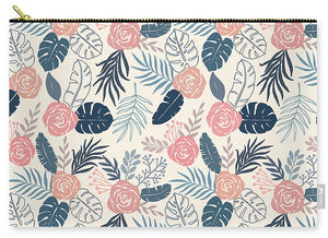Blue and Blush Tropical Floral Pattern - Carry-All Pouch