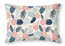 Load image into Gallery viewer, Blue and Blush Tropical Floral Pattern - Throw Pillow