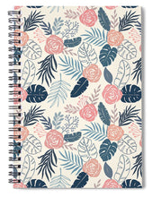 Load image into Gallery viewer, Blue and Blush Tropical Floral Pattern - Spiral Notebook