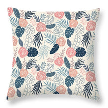 Load image into Gallery viewer, Blue and Blush Tropical Floral Pattern - Throw Pillow