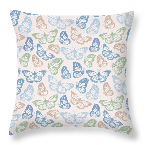 Blue Butterfly Pattern - Throw Pillow