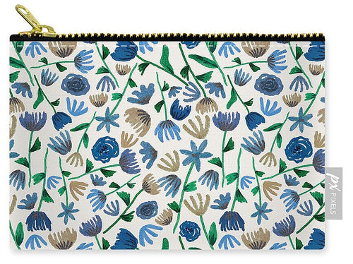 Blue Floral Pattern 2 - Carry-All Pouch