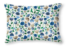 Load image into Gallery viewer, Blue Floral Pattern 2 - Throw Pillow