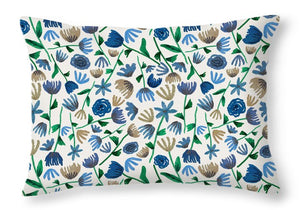 Blue Floral Pattern 2 - Throw Pillow