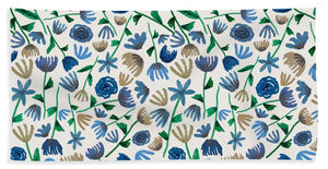 Blue Floral Pattern 2 - Beach Towel