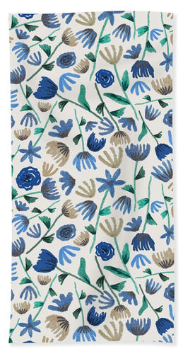 Blue Floral Pattern - Beach Towel