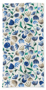 Blue Floral Pattern - Beach Towel