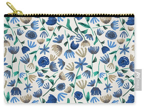 Blue Floral Pattern - Carry-All Pouch