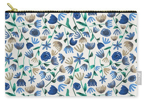 Blue Floral Pattern - Carry-All Pouch