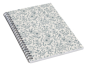 Blue Gray Flower Pattern - Spiral Notebook