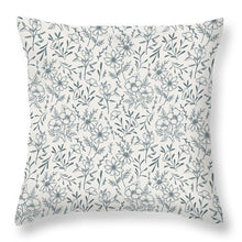 Load image into Gallery viewer, Blue Gray Flower Pattern - Throw Pillow
