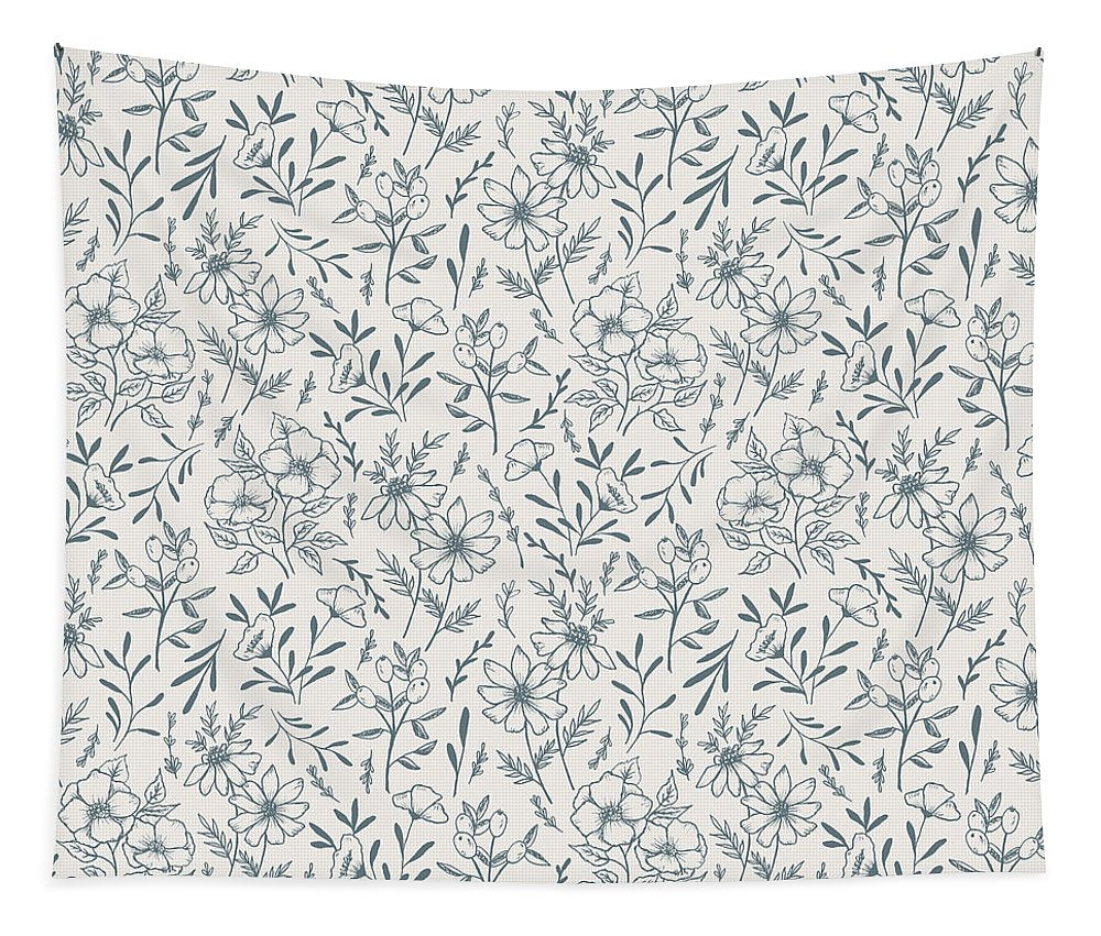 Black and white floral tapestry hot sale