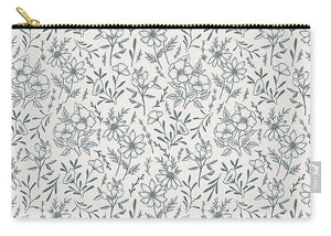 Blue Gray Flower Pattern - Carry-All Pouch
