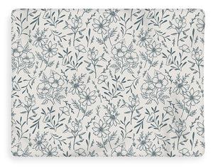 Blue Gray Flower Pattern - Blanket