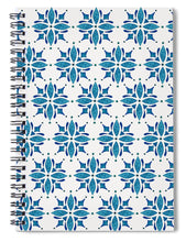 Load image into Gallery viewer, Blue Watercolor Tile Pattern - Spiral Notebook