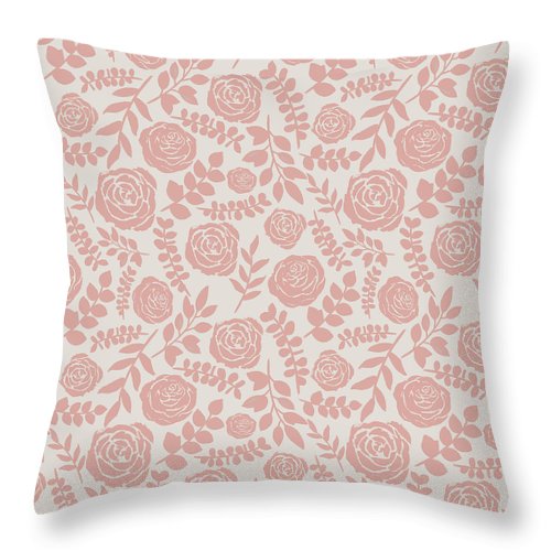 Blush Floral Pattern Throw Pillow Lauren Ullrich Art