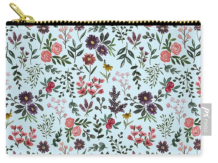 Bright Watercolor Flower - Blue - Carry-All Pouch