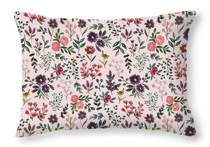 Bright Watercolor Flower - Pink - Throw Pillow