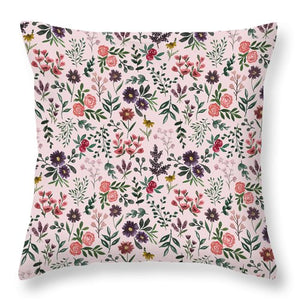Bright Watercolor Flower - Pink - Throw Pillow