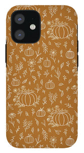 Bronze Floral Ink Pumpkin Pattern - Phone Case