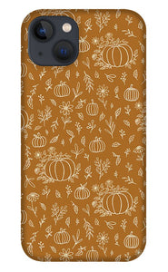 Bronze Floral Ink Pumpkin Pattern - Phone Case