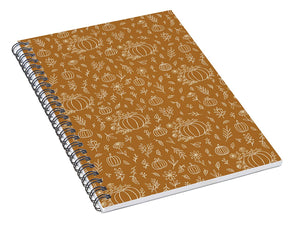 Bronze Floral Ink Pumpkin Pattern - Spiral Notebook