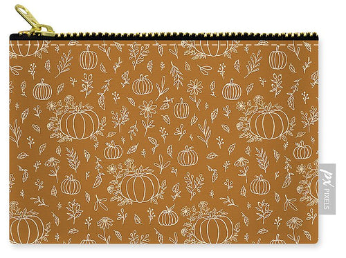 Bronze Floral Ink Pumpkin Pattern - Carry-All Pouch