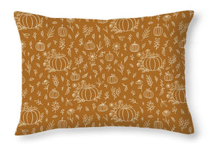 Bronze Floral Ink Pumpkin Pattern - Throw Pillow