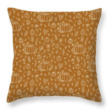 Load image into Gallery viewer, Bronze Floral Ink Pumpkin Pattern - Throw Pillow